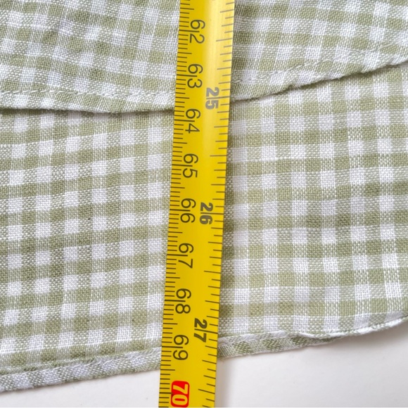 Uniqlo Gingham Linen Shirt Women’s Size Small Picnic Cottagecore Spring Green - Picture 12 of 12